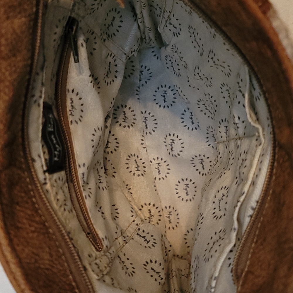 Myra Bag handbag patched 100% leather cow hide & suede brown cream - Picture 3 of 9